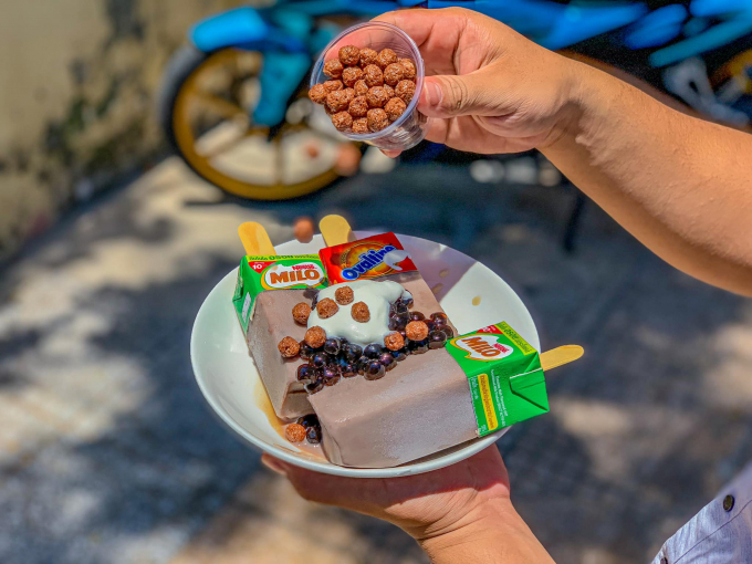 Recently, Milo - Ovaltine ice cream is very popular with young people in Nha Trang