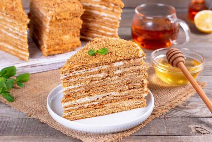 A Medovik cake is considered perfect if there are exactly 8 layers of cake and cream mixed in.  Photo: Abmauri