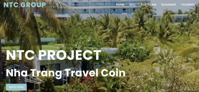 Website interface to scam Nha Trang Travel Coin cryptocurrency.