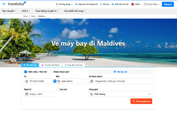Traveloka's booking option interface